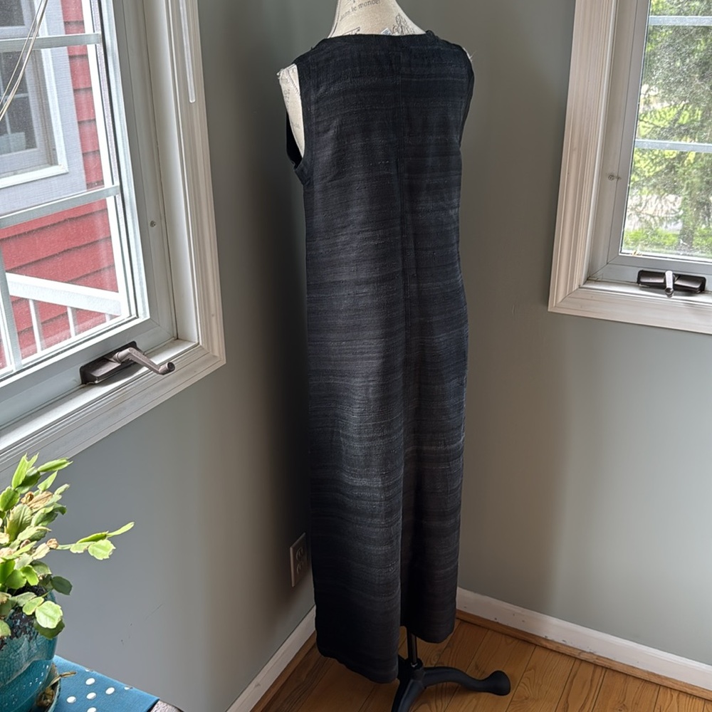 Eggplant Vintage black raw‎ silk side slit sleeveless maxi dress EUC size M - Picture 4 of 12
